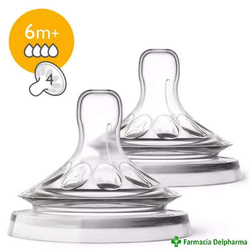 Tetina Natural Ultra Soft 4 orificii 6m+ x 2 buc. SCF044/27, Avent