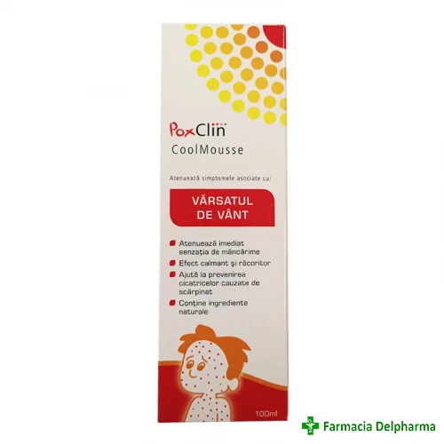 PoxClin Cool Mousse spuma pentru varsat de vant x 100 ml, Viva Pharma