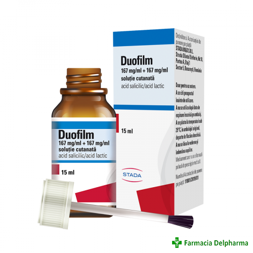 Duofilm solutie cutanata 167 mg/ml + 167 mg/ml x 15 ml, Stada
