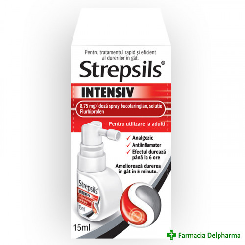 Strepsils Intensiv Cirese si Menta spray bucofaringian 8,75 mg/doza x 15 ml, Reckitt