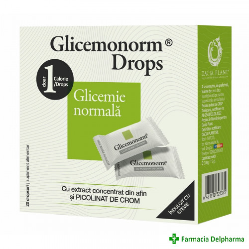 Glicemonorm drops x 20 buc., Dacia Plant