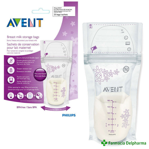 Pungi de stocare lapte matern 180 ml x 25 buc. SCF603/25, Avent