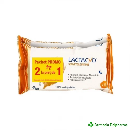 Servetele intime Lactacyd x 15 buc 1+1 gratis, Perrigo