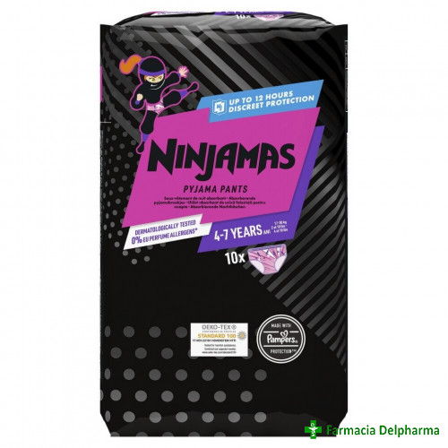 Scutece-chilotel Pampers Ninjamas Pyjama Pants pentru fetite 4-7 ani 17-30 kg x 10 buc.