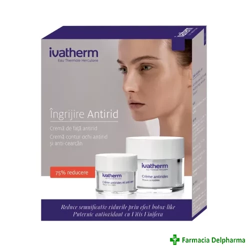 Crema antirid x 50 ml + Crema contur ochi antirid & anticearcan x 15 ml, Ivatherm