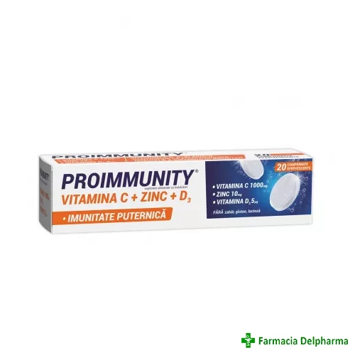 Proimmunity Vitamina C + Zinc + Vitamina D3 x 20 compr. eff., Fiterman