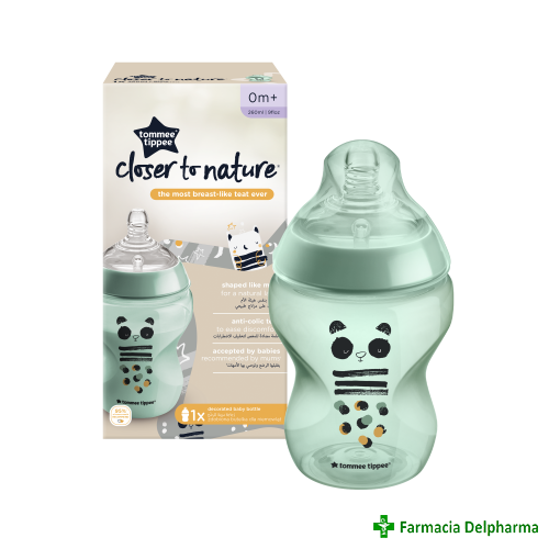 Biberon Closer to Nature 0 luni+ Verde x 260 ml TT0032, Tommee Tippee