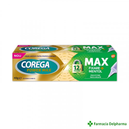 Crema adeziva Corega Max Fixare + Mentol x 40 g, GSK
