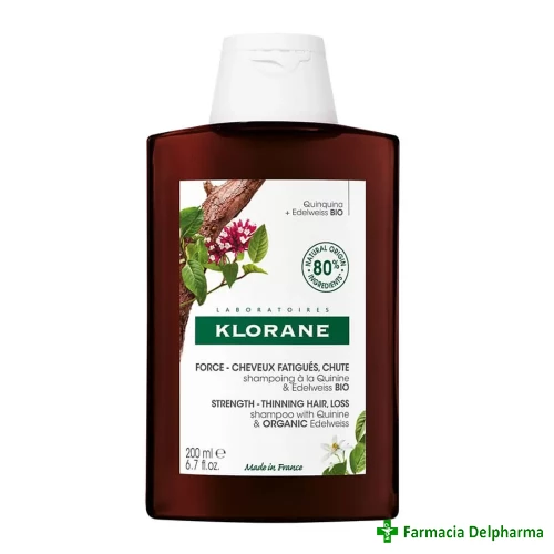 Sampon fortifiant cu chinina si floare de colt Klorane x 200 ml, Pierre Fabre