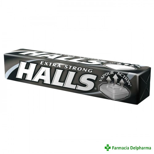 Bomboane cu aroma puternica de menta Halls Extra Strong x 10 buc., Kraft Food