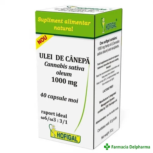 Ulei de Canepa 1000 mg x 40 caps., Hofigal