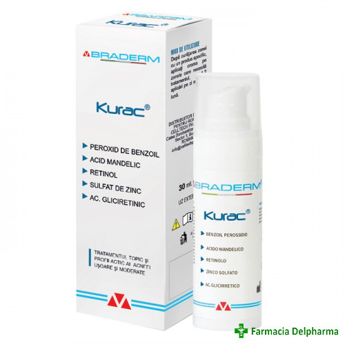 Kurac crema pentru tratamentul acneei x 30 ml, Braderm