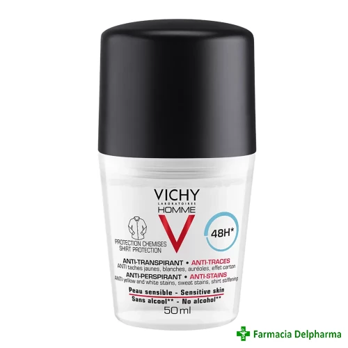 Deodorant Roll-on antiperspirant anti-urme 48 h pentru barbati x 50 ml, Vichy Homme