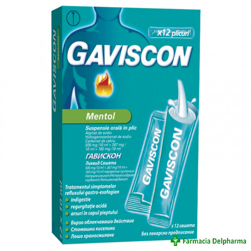 Gaviscon Mentol suspensie orala x 12 plicuri, Reckitt