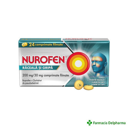 Nurofen Raceala si Gripa 200 mg/30 mg x 24 compr. film., Reckitt
