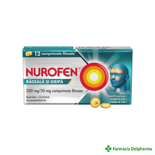 Nurofen Raceala si Gripa 200 mg/30 mg x 12 compr. film., Reckitt