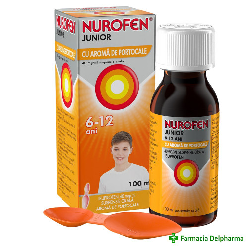 Nurofen Junior 6-12 ani cu aroma de portocale 40 mg/ml x 100 ml, Reckitt