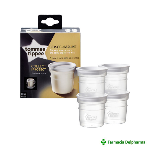 Recipient de stocare lapte matern Closer to Nature 4 x 60 ml TT0120, Tommee Tippee