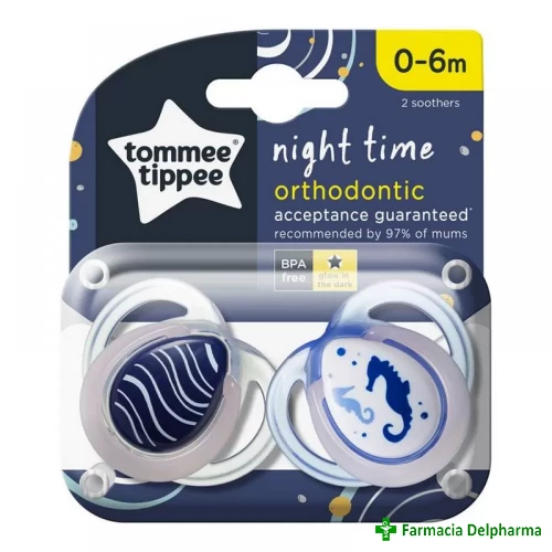 Suzeta Night Time ortodontica 0-6luni Calut de Mare x 2 buc. TT0174, Tommee Tippee