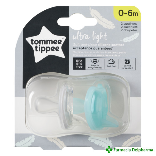 Suzeta Ultra Light ortodontica 0-6luni Transparent/Turquoise x 2 buc. TT0280, Tommee Tippee