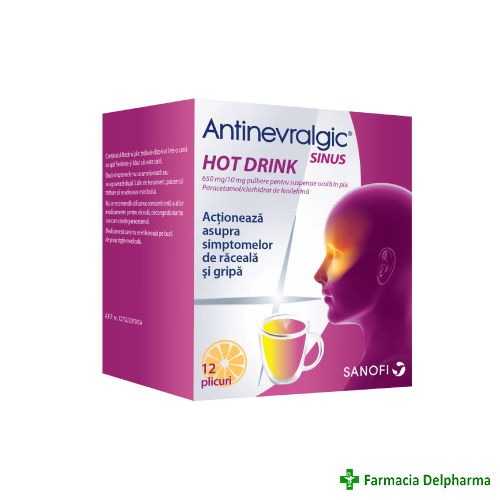 Antinevralgic Sinus Hot Drink 650 mg/10 mg x 12 plicuri, Sanofi
