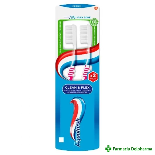 Periuta de dinti Clean & Flex Medium x 2 buc., Aquafresh