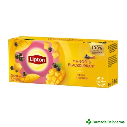 Ceai cu Mango si Coacaz Negru x 20 plicuri, Lipton