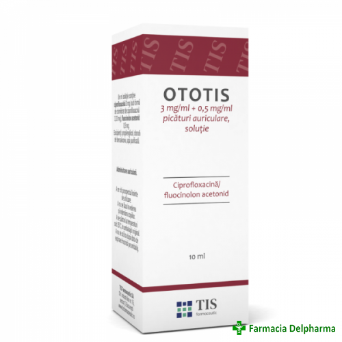 Ototis picaturi auriculare 3 mg/0,5 mg/ml x 10 ml, Tis Farmaceutic