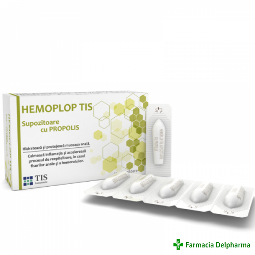 Supozitoare antihemoroidale cu propolis Hemoplop Tis x 10 buc., Tis Farmaceutic