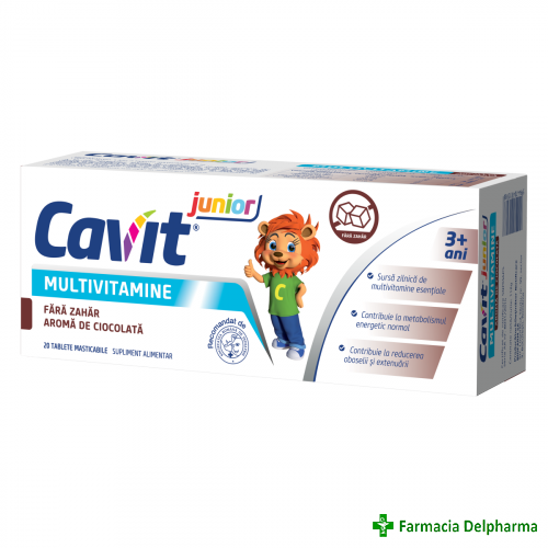 Cavit junior multivitamine ciocolata fara zahar x 20 tbl mast.