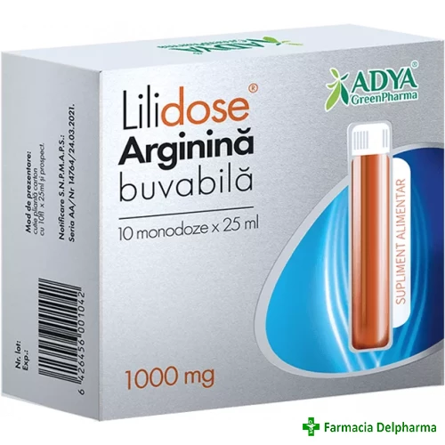 Arginina buvabila Lilidose 1000 mg x 10 fiole, Adya