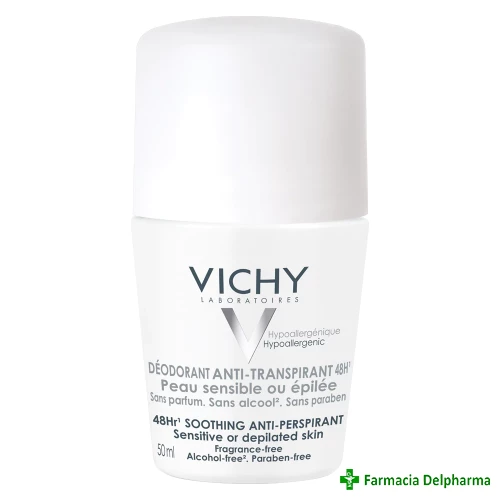 Deodorant roll-on antipersiprant fara parfum 48 h x 50 ml, Vichy
