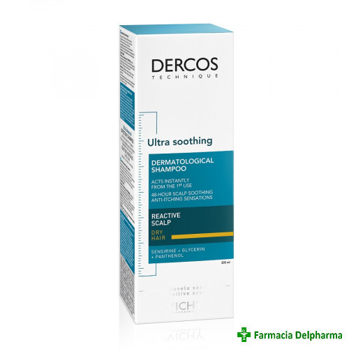 Sampon ultra calmant pentru par uscat Dercos Ultra Soothing x 200 ml, Vichy