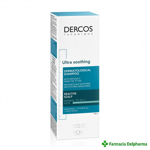 Sampon ultra calmant pentru par gras si normal Dercos Ultra Soothing x 200 ml, Vichy