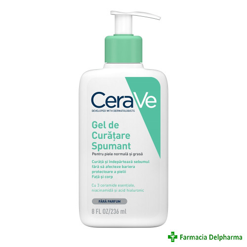 Gel curatare spumant pentru piele normal-grasa x 236 ml, CeraVe