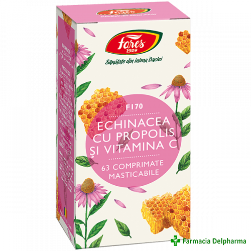 Echinacea cu Propolis si Vitamina C F170 x 63 compr., Fares