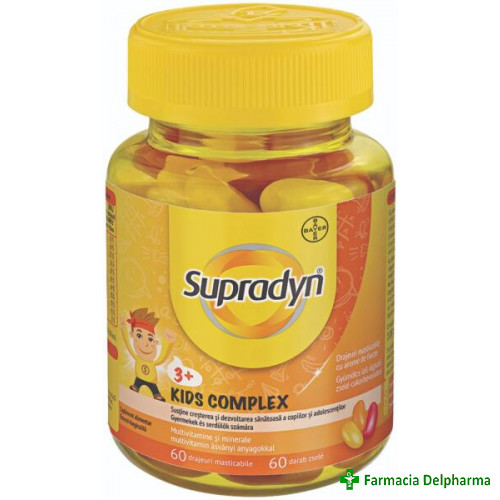 Supradyn Kids Complex drajeuri masticabile x 60 buc., Bayer
