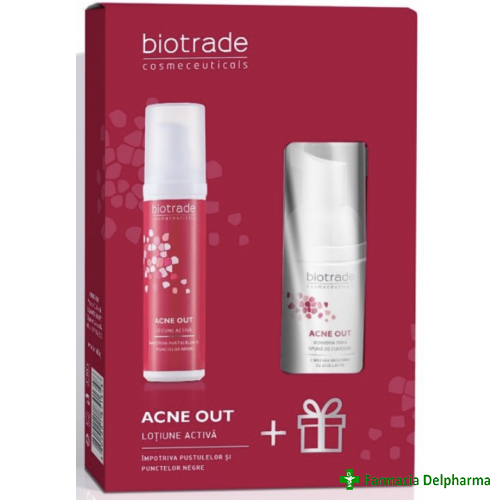 Pachet Acne Out Lotiune activa x 60 ml + Spuma curatare x 20 ml, Biotrade