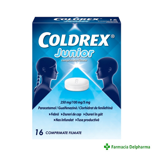 Coldrex Junior 250 mg + 100 mg + 5 mg x 16 compr. film., Perrigo
