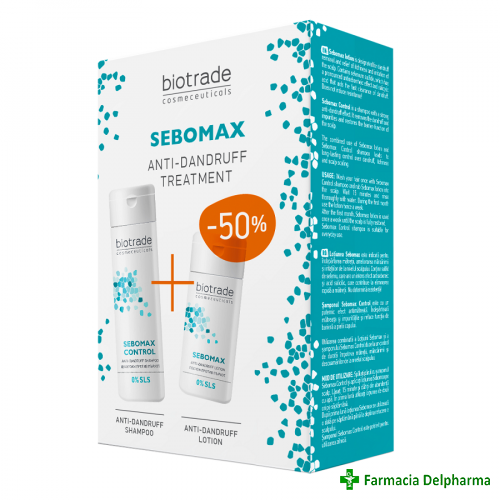 Sampon antimatreata Sebomax Control x 200 ml + Lotiune antimatreata Sebomax x 100 ml, Biotrade