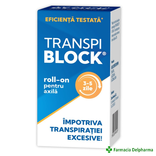 Transpiblock roll-on impotriva transpiratiei x 50 ml, Zdrovit