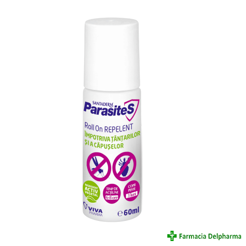 Roll-on repelent tantari & capuse Parasites Santaderm x 60 ml, Viva Pharma