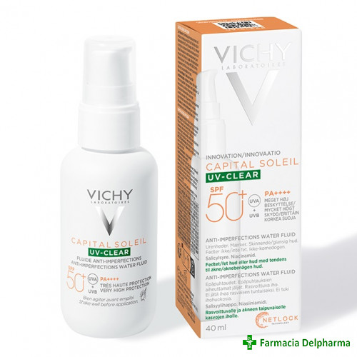 Fluid cu protectie solara pentru fata anti-imperfectiuni UV-Clear SPF50+ x 40 ml, Vichy
