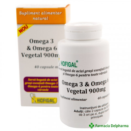 Omega 3 Omega 6 Vegetal 900 mg x 40 caps., Hofigal