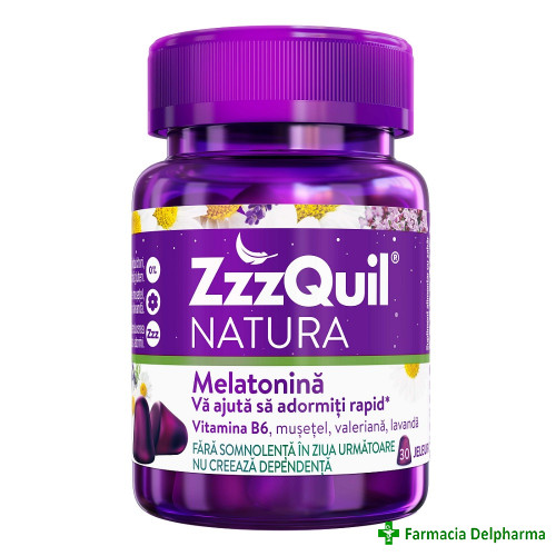 Melatonina + Vitamina B6 jeleuri x 30 buc., ZzzQuil Natura