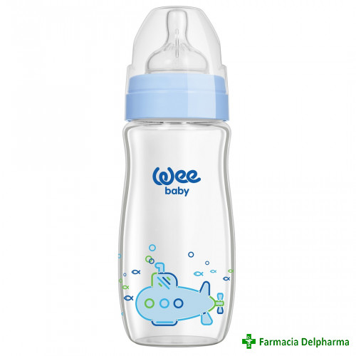 Biberon termorezistent cu gura larga 0-6 luni x 280 ml 141, Wee Baby
