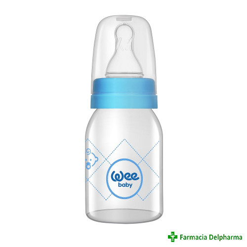 Biberon sticla cu tetina silicon rotunda 0-6 luni x 125 ml 877, Wee Baby
