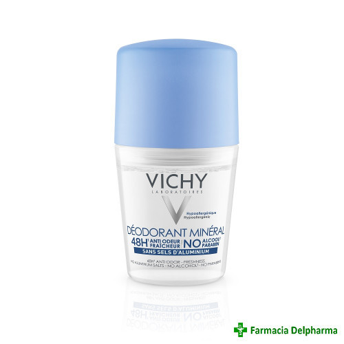 Deodorant roll-on Mineral fara saruri de aluminiu 48 h x 50 ml, Vichy