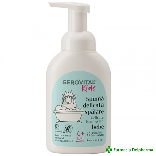 Spuma delicata spalare bebe 0 luni+ Gerovital Kids x 300 ml 753, Farmec