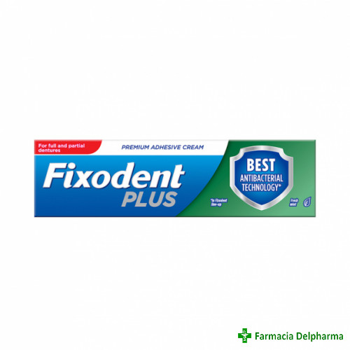 Crema adeziva Fixodent Plus 0% Antibacterial x 40 g, Procter & Gamble